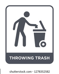 throwing trash icon vector on white background, throwing trash trendy filled icons from Behavior collection, throwing trash vector illustration