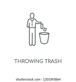 Throwing Trash linear icon. Throwing Trash concept stroke symbol design. Thin graphic elements vector illustration, outline pattern on a white background, eps 10.
