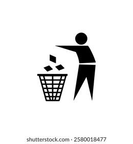 Throwing trash vector icon on white background