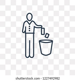 Throwing Trash vector outline icon isolated on transparent background, high quality linear Throwing Trash transparency concept can be used web and mobile