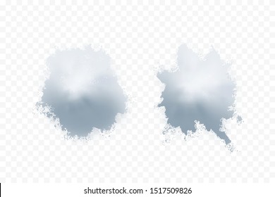 Thrown snow balls isolated on transparent background, vector.