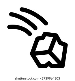 Thrown stone icon for hazard warning. Thrown Stone Modern Professional Line Icon with minimal clean design representing danger impact caution and safety alert
