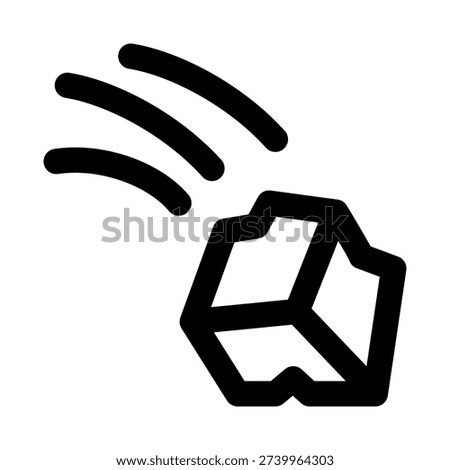 Thrown stone icon for hazard warning. Thrown Stone Modern Professional Line Icon with minimal clean design representing danger impact caution and safety alert

