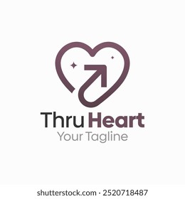 Plantilla de diseño de logotipo Thru Heart. Bueno para empresas, agencias, comunidad y Organización