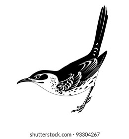 thrush silhouette on white background