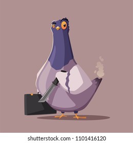 Thug life. Bandit pigeon. Criminal character. Cartoon vector illustration