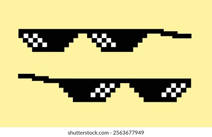 thug life glasses 8 bit gangster pixelate, meme viral glasses