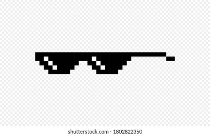 Thug life glasses icon. Pixel goggles. Vector on isolated white background. EPS 10