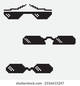 Thug Life Glasses Shades Gangster Cool 'Deal With It' Viral Meme in 8-Bit Pixel Art, No Transparent Background, Available in Vector EPS and PNG Clip Art