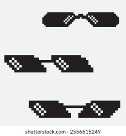 Thug Life Glasses Shades Gangster Cool 'Deal With It' Viral Meme in 8-Bit Pixel Art, No Transparent Background, Available in Vector EPS and PNG Clip Art