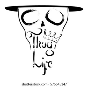 Thug life king skull for t-shirt print