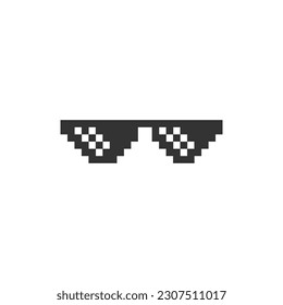 Thug life meme like glasses in pixel art style trend modern logotype graphic. 8bit Sunglasses. Funny Thug Life Meme Graphic Element.