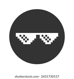 Thug life meme like glasses in pixel art style trend modern logotype graphic. 8bit Sunglasses. Funny Thug Life Meme Graphic Element.