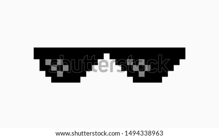 Thug life meme pixel glasses icon. Sunglasses hip hop joke icon prank thug life.