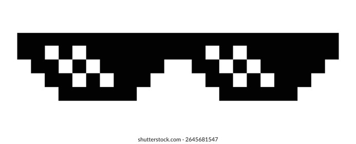 Thug vida meme sombras óculos de sol silhueta ícone símbolo com pixel estilo cartoon vetor