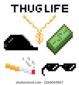 Thug Life Pixel Illustration Set