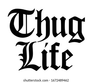 Texto de Thug Life en el fondo blanco. 