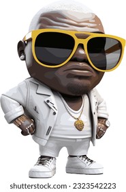 THUG LIFE white statue vector wearing sunglasses and gold