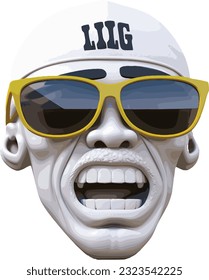 THUG LIFE white statue vector wearing sunglasses and gold