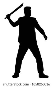 Thug man with knife silhouette vector