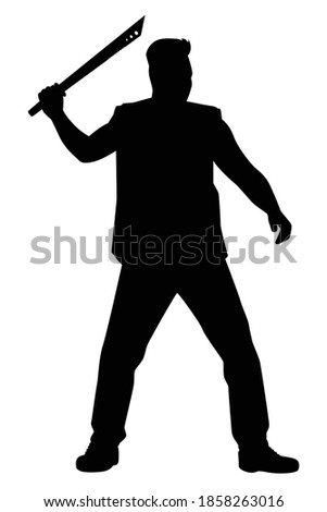 Thug man with knife silhouette vector