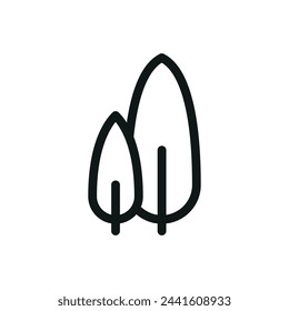Thuja trees isolated icon, garden decorative shrubs vector symbol with editable stroke