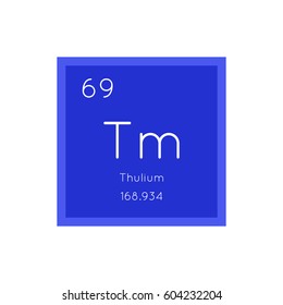 Thulium simple style tile icon. Chemical element of periodic table. Vector illustration EPS8