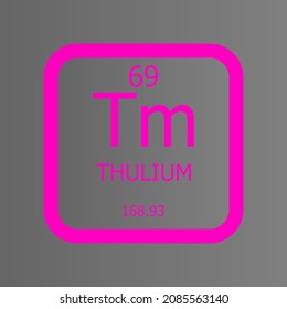 Thulium Tm Chemical Element vector illustration diagram, with atomic number and mass. Simple flat dark gradient design for education, lab, science class.