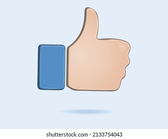 Thumb up 3D icon. Vector like and love icon. Ready like and love button for website and mobile app. Hand like icon vector for web, computer and mobile app. Notification 3D illustration free to use.