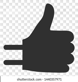 Thumb up adapter EPS vector pictogram. Illustration contains flat thumb up adapter iconic symbol on a chess transparent background.