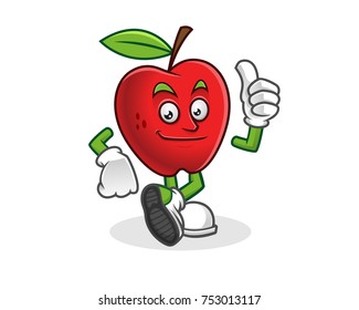Thumb up apple mascot. Vector of Apple character. Apple logo