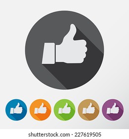 Thumb up applique icons set. Flat style. Vector Illustration.