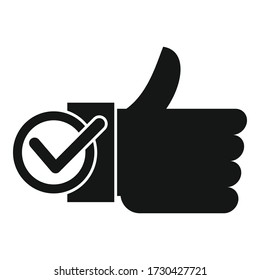 Thumb up approved icon. Simple illustration of thumb up approved vector icon for web design isolated on white background