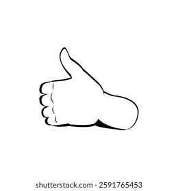 Thumb up back hand view. Hand drawn sketch style out line art vector illustration