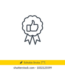 Thumb Badge Icon / Vector - In Line / Stroke Design