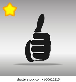  thumb up black Icon button logo symbol concept high quality on the gray background