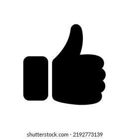 thumb up black icon, symbol of finger up, isolated vector illustration