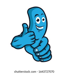 A Thumb UP Blue Hand Character, Giving Thumb Up Sign Vector.
