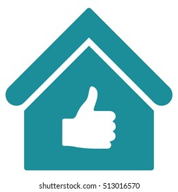 Thumb Up Building vector icon. Flat soft blue symbol. Pictogram is isolated on a white background. Designed for web and software interfaces.