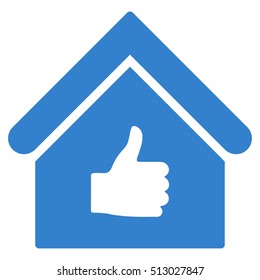 Thumb Up Building vector icon. Flat cobalt symbol. Pictogram is isolated on a white background. Designed for web and software interfaces.