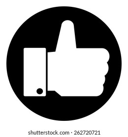 Thumb up button on white background. Vector illustration.