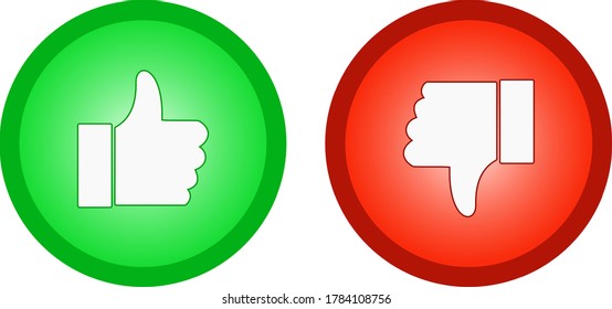 Thumb buttons light up, vector set.