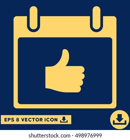 Thumb Up Calendar Day icon. Vector EPS illustration style is flat iconic symbol, yellow color.