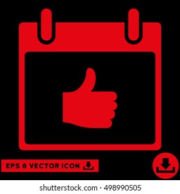 Thumb Up Calendar Day icon. Vector EPS illustration style is flat iconic symbol, red color.