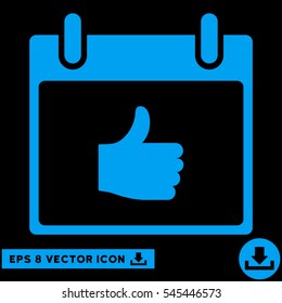 Thumb Up Calendar Day icon. Vector EPS illustration style is flat iconic symbol, blue color.
