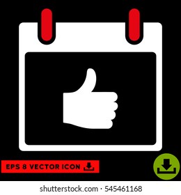 Thumb Up Calendar Day icon. Vector EPS illustration style is flat iconic bicolor symbol, red and white colors.