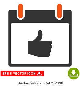 Thumb Up Calendar Day icon. Vector EPS illustration style is flat iconic bicolor symbol, orange and gray colors.