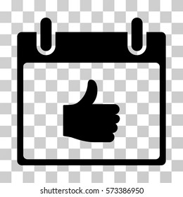 Thumb Up Calendar Day icon. Vector illustration style is flat iconic symbol, black color, transparent background. Designed for web and software interfaces.