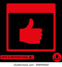 Thumb Up Calendar Page icon. Vector EPS illustration style is flat iconic symbol, red color.