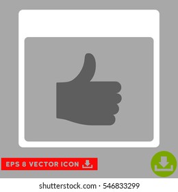 Thumb Up Calendar Page icon. Vector EPS illustration style is flat iconic bicolor symbol, dark gray and white colors.